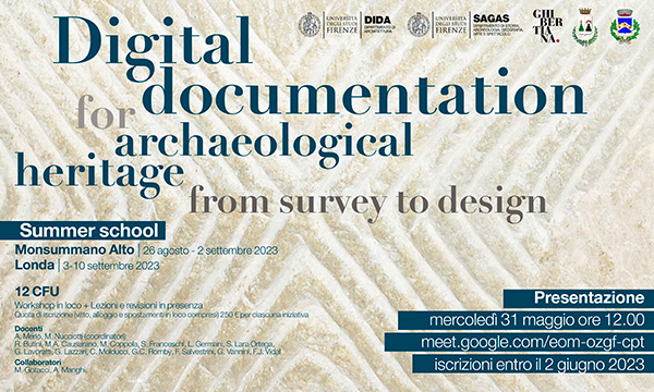 Digital documentation archaeological heritage for from survey to design.