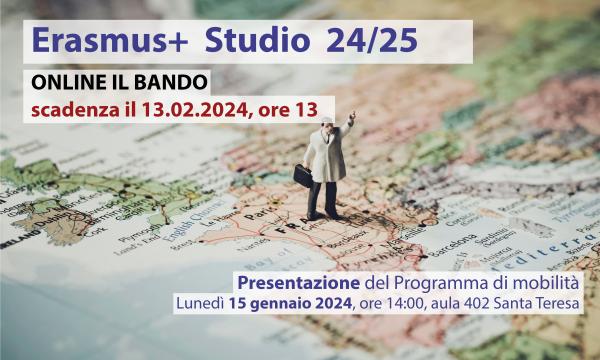 Bando di mobilità ERASMUS+ per studio A.A. 2024/2025